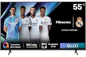Hisense 55E7NQ - QLED Smart TV, 55 Pulgadas Televisor, Quantum Dot Colour, Dolby Vision, Dolby Atmos, Modo Juego Plus, 60Hz VRR 120 fps, Bluetooth&HDMI,Control por Voz televisor, VIDAA (Nuevo 2024)