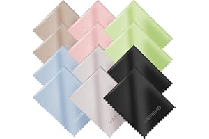 haipicho Multicolor Microfiber Cleaning Cloth, Reusable Glasses and Screen Cleaner (12 Pack 7" x 6" - Six Colors)