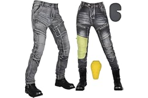 oFzimTo Motorradhose Herren/Damen, Aramid-Gewebe Stretch Jeans Hosen Herren/Damen, Motorrad Hosen mit Protektoren