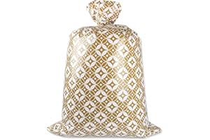 MORAINJAY Bardzo duże torby świąteczne, świąteczne złote torby na prezenty, gigantyczne, duży worek bożonarodzeniowy z zawieszką ze sznurkiem, 91 x 142 cm, na świąteczne prezenty i prezenty świąteczne