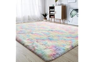xtsfx Soft Girls' Room Rugs - Fluffy Rainbow Rug for Children Baby Bedroom Children's Room Home Decor Large Floor Rug 120 x 200 cm