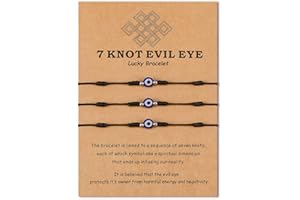 VU100 3 PCS Malocchio Bracciale 7 nodi Evil Eye, Turchia Protect Friendship intrecciato Bracciale, Bracciale donna uomo amico di famiglia Genitori, portafortuna, amuleto, gioielli