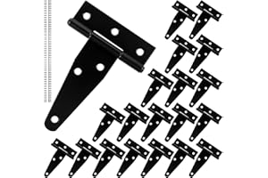 GOYADA 20pcs Charniere Porte Lourde, 75mm Charnières en T Noir, 3 Pouces Charnières Porte Robuste avec Vis pour Portes en Bois, Portes de Hangar, Portail de Jardin, Fenêtre