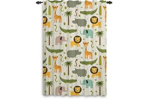 ‎GGAIMWF ggaimwf Safari-Vorhänge für das Kinderzimmer Cartoon Tier Dschungel Wald Giraffe Löwe Vorhang Kinderzimmer Bleistiftfalte Gemusterte Vorhänge Raumteiler Baby Spielzimmertür 1 Stück 117x175cm