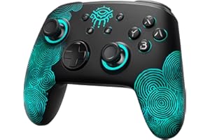 PALPOW [Leuchtend Modus] Switch Controller Wireless,Switch Pro Controller Kompatibel mit Switch/OLED/Lite, Firefly Bluetooth Kontroller mit 7 LED-Farben/NFC/Paddle/Turbo/Bewegungssteuerung, Schwarz