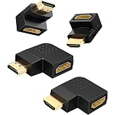 J&amp;D 4-Pack HDMI Angled HDMI Adapter, Male to Female 90 Degree and 270 Degree Right Angle and 90 Degree Left and Right Angle V