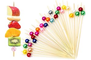 YREYBN Cocktail Sticks, 100 Counts Wooden Toothpicks，120 mm Fancy Cocktail Toothpicks for Appetizers Skewers Bamboo Cocktail Picks for Party Decoration (Multiple Colors)