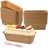 Furuising 60 Pieces Mini Disposable Moulds, Paper Molds 6.1 x 2.1 x 5.4 cm, Brown Baking Rectangular Paper with Brush for Bak