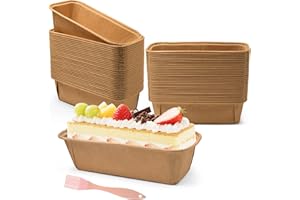 Furuising 60 Pièces Mini Moule en Papier, 15.5 X 5.4 X 5.3cm Rectangulaire Moules À Gâteaux en Papier avec Brosse Silicone pour la Cuisson de Gâteau, Cake, Petit Pains, Muffins, Tartes(Marron)
