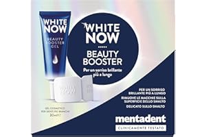 Mentadent White Now Beauty Booster, Formato 30 ml, Kit Gel Cosmetico Sbiancante Denti con Ossigeno Attivo, Rimuove Macchie dalla Superficie dello Smalto, Uso Quotidiano per un Sorriso più Luminoso