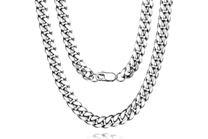 Mieoyue Cuban Chain Necklace for Man,Silver Necklace 8mm Stainless Steel Chain Men's Jewellery