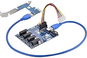 ‎ADWITS ADWITS PCIe 1 zu 4 PCI Express 1x Steckplätze Multiplier Karte, Ethereum Mining ETH Bergmann Rig Kabel GPU Riser Adapter