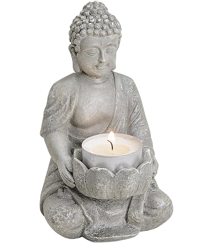 Matches21 Lampada Profumata A Lume Con Statuetta Buddha E Bambù - Decorazione Asiatica In Ceramica - 4