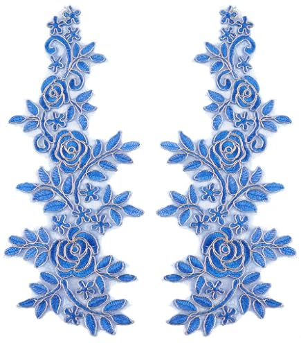 GORGECRAFT 2 Paia 4 Pezzi Toppe Ricamate Foglie di Ferro Fiori Pizzo Applique Fiori Toppe Naturali Adatto per Vestiti Abito Cappello Pantaloni Cucito Decorazione Artigianale(Nero