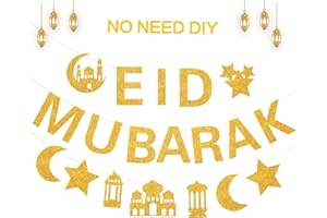 NMKL Eid Decorations Glitter Eid Mubarak Banner NO Need DIY Eid Mubarak Decorations for Home Eid Mubarak
