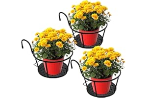 NILICAN Paniers de jardinière Suspendus en Fer forgé pour la Maison, Le Balcon, Les Produits en Fer pour Plantes cultivées à la Maison Costume Trois pièces (Noir)