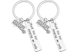 PRETYZOOM 2Pcs Fahr Vorsichtig Schlüsselanhänger Thank You For Keeping Me Safe Legierung Schulbusfahrer Busfahrer Danke Schmuck Männer Frauen