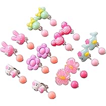 Boucles Oreilles Fantaisie CASSIECA 7 Paires Boucles D'oreilles Clips Enfants - Princesse, Non Percées, Avec Boîte à Bijoux, Cadeau Fille Bijou Princesse Fille