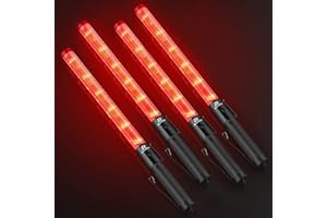 RoadHero 4 Pack Traffic Wand, 21 Inch Led Traffic Control Wands with 2 Flashing Modes, Safety Light Baton with Side Clip for Airport, Parking, Car Directing