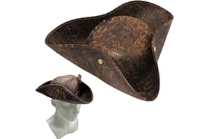 EUPSIIU 1 sombrero pirata, sombrero de tricornio, accesorio de disfraz de capitán de Halloween, gorra de piratas de estilo colonial antiguo, para fiesta temática, Halloween, cosplay, accesorios