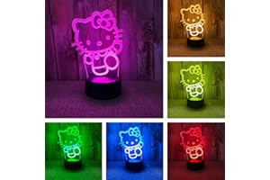 BIRBANN Lampada Gatto, Lampada Illusione 3D Kitty, Smart Touch Control 7 Colori LED Lampada Da Comodino, Regalo Compleanno Per Ragazzi E Ragazze, Regalo Di Natale