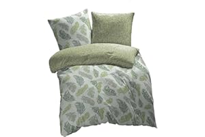 ETÉREA HIMMLISCHE QUALITÄT etérea Bettwäsche 140x200 Baumwolle Philou Federn Grün - Oekotex Made in Green - 100% Baumwolle natürlich weich - 2 tlg. Bettwäsche Set 140x200cm + 70x90cm Kissenbezug - Grün