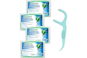 RAZOKO Dental Floss Picks Extra Strong Flosser Pick Toothpicks Fresh Mint 200 Count
