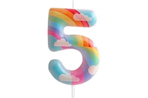 CXRYRZHE 5th Birthday Candles Number 5 Pink Rainbow Birthday Party Cloud Rainbow Theme Adorable Design for Baby Girl Boy Birthday Cake Topper, Graduation Celebration Anniversary Wedding Decorations
