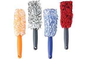 Ziyonix 4 Pezzi Microfibra Spazzole Ruote, 30 cm Spazzola Cerchi Auto, Spazzola Pulisci Cerchioni Auto, Spazzole in Microfibra per Pulizia per Tutti i Tipi di Cerchioni