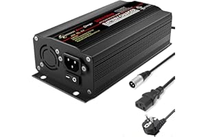 MOUDENSKAY Cargador de batería inteligente automático de 24 V, 5 A, 24 V, con conector XLR, para silla de ruedas, coche, motocicleta, con interruptor, color negro