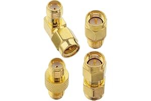BOOBRIE Kit de 4 Piezas Conector SMA Adaptador Macho/Hembra a Macho/Hembra RF Coaxial para Escáneres, Transceptor de Radio Aficionado, CB, FPV Drone