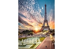 ZQMHCY Diamond Painting Atardecer Torre Eiffel Diamond Painting Kit Completo Adultos,Punto de Cruz Diamante Niños,5D Pintura Diamante Bordado Punto Diamante Cuadros Decoración de Pared 30x40cm