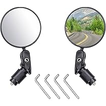 Rétroviseurs Vélo FunWorth2 HD - Universels 17-21 Mm, Acier Inox, 360° Réglable - Pour VTT, Vélos Électriques, Trotinettes
