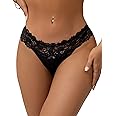 ohyeahlady Women's Floral Lace Thongs Soft Stretchy French Knickers Plus Size Underwear Ladies Sexy Panties Hipster Bikini Size UK 8-22