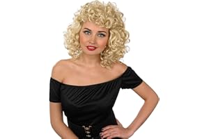 Fun Shack Peluca Sandy Mujer, Peluca Rubia Rizada Años 50 Mujer, Peluca Rubia Rizos Años 50 Mujer, Peluca Rizos Rubia Mujer, Disfraz De Pelicula Mujer, Disfraz Mujer Carnaval Talla Unica