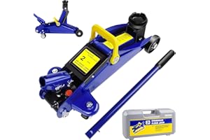 GENERIC Car Lift Jack Low Profile Floor Jack Hydraulic Trolley Service, 2 Tonne / 4000lbs Load Capacity, Lift Range 5.3" to 12.6", with Swivel Casters, Carry Case (Blue)
