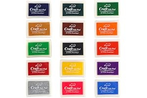 Kaizuca 15 Pièce Color Ink Inkpad, Tampons Encreurs, Coussins Encreurs Ensemble, Extra Large, Respectueux de l'environnement et Inoffensif, pour Scrapbooking, Tissu, Cadeau pour Enfants