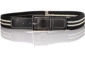 Olata Ceinture Élastique pour Enfants avec Boucle et Raccords en Cuir Noir (1 à 15 ans)