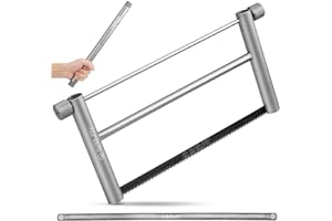 BIBURY Compact Camping Saw, Portable Aluminum Alloy Detachable Hand Saws, Folding Pruning Saw Bow Saw with 2 Blades for Wood, PVC, Tree Pruning, Camping - Silver