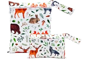 Dzmuero Wet bag, Wet bag pannolini lavabili, Borsa per pannolini, Borsa per pannolini impermeabile con doppia cerniera, morbida e ad asciugatura rapida, squisita, carina e resistente (2 Pezzi)