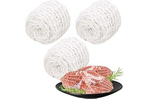UNIFAMILY 3Pcs Meat Netting Roll Size 16, Total 19.6Ft Elastic Cotton Sausage Netting 16 Size, Butcher Netting for Meat, Ham Netting for Smoking, Kitchen Twine for Meat Poultry Ham Sausage Making