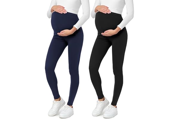 Be Mammy Lote de 2 Legging Grossesse Femme Long Legging Maternité Confortable BE20-230