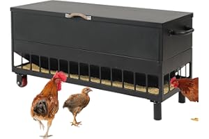 JonesHouseDeco Mangiatoia per Galline Automatico, 200LB Metallico Mangiatoia Galline, Distributore Automatica, Gravità Naturale Tramoggia, Anti-Spreco, per Polli Pollame Alta Qualità