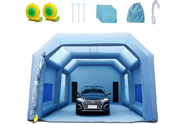 VEVOR Cabine de Peinture Gonflable 10x6x4 m Tente Peinture Gonflable Automobile en Tissu Oxford 210D avec Système de Filtration 2 Souffleurs Station de Travail pour Pose de Peinture Atelier Garage