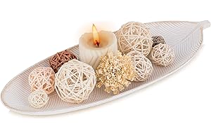 Hanobe Cuenco decorativo con diseño de hojas de popurrí: hoja, cuencos, cuencos, joyería, hogar, pasillos, decoración para rellenos de cristal, portavelas, madera