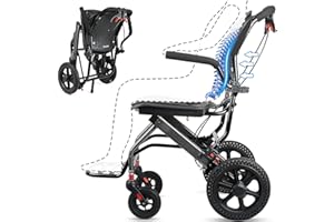 Wisging Ultra-Light Transport-Rollstuhl - Folding tragbarer Rollstuhl mit Handbremse - Trolleys für ältere Flugzeugreisen