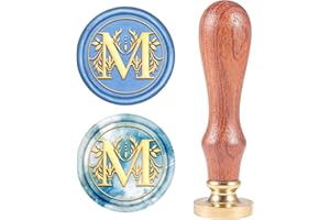 craspire Retro Alphabet Initialen Wachs Versiegelungsstempel Classic Vintage 26 Buchstaben AZ 25mm Abnehmbarer Messingkopf Holzgriff Für Umschlag Einladung VerschönerungDekoration (Buchstabe M)
