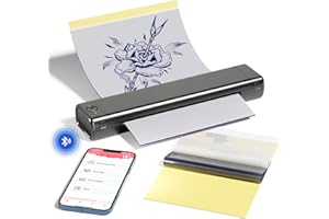 PokeLabel Tattoo Stencil Printer - M08F Thermal Printer for Tattoo, Bluetooth Tattoo Printer, Compatible with iOS, Android & PC, DIY Tattoo Templates, Idea for tattoo Artists & Beginners