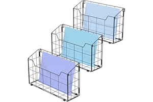 Univivi Large Wall Magazine Rack, Hanging Wall File Holder Wall Mounted Magazine File Holder & Desktop File Organiser for Home, Office and Work Easy Organising, 3 Pack-Black