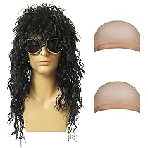 Parrucca Heavy Metal Anni 80 - Set Con Bandana E Retina, Per Costumi E Feste - Foto 3